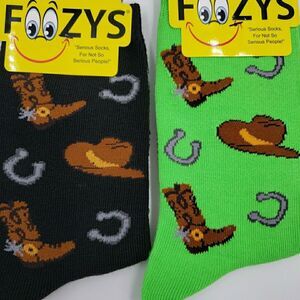 Country Western Rodeo Womens Socks Gift Cowgirl Boots Hat 2 PAIRS Foozys Novelty